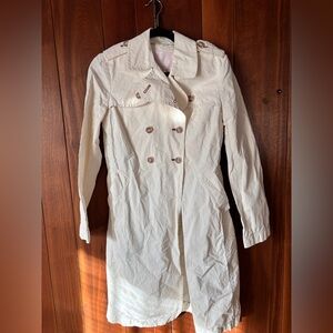 rebecca taylor white pea coat/trench with floral accents